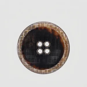 High-End Urea Resin Buttons Retro Grid Texture Round 4-Hole Tortoiseshell Pattern Fasteners For Coat Suit Workwear Clothing Decoration