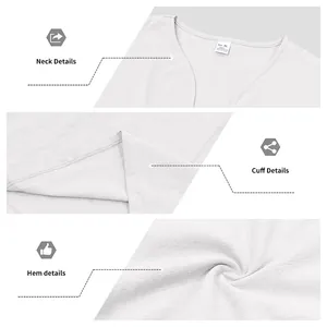 Vue détaillée de l'encolure, du poignet et de l'ourlet d'un t-shirt blanc en lin pour homme