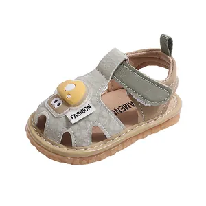 Sandales de marche pour bébé à semelle souple avec motif dessin animé et Velcro