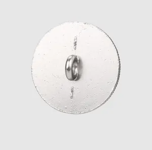 Macro detail of the back shank on a high-quality silver Japanese metal sewing button