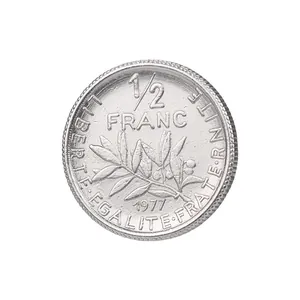 Vintage silver metal coin-style decorative button for high-end clothing 1/2 Franc
