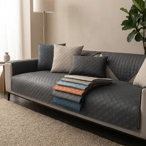 Cojín de Sofá Impermeable de Tela Técnica Rejilla Acolchada Funda de Sofá Antideslizante Protector de Muebles Universal Moderno
