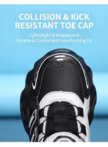 Detailed close-up of durable reinforced toe cap on kids breathable sneakers
