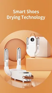 Detail eines tragbaren elektrischen Schuhtrockners mit Heizrohren und Zeitschaltuhr