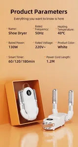 Tabelle der technischen Spezifikationen für den weißen tragbaren elektrischen Schuhtrockner