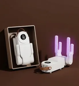 Asciuga scarpe elettrico portatile con timer, in stati piegato e aperto, 278 mm.