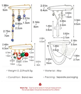 Tableau des dimensions pour broches épingles à nourrice en alliage aux motifs de Noël