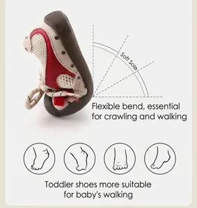 Close-up of flexible baby pre-walker shoe showing its soft and bendable rubber sole