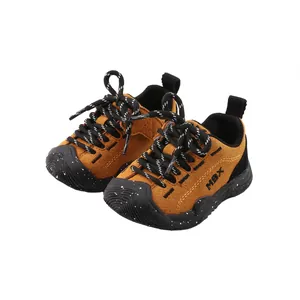 Toddler brown soft-sole sports shoes with anti-slip rubber outsoles and MBX logo