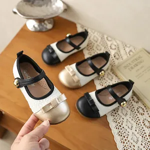 Chaussures de princesse Mary Jane pour filles avec un nœud classique et un tissu en tweed