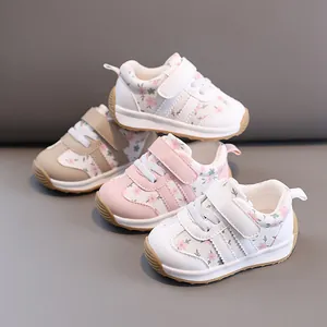 Floral print toddler walking shoes with non-slip soft sole for 1-3 years old