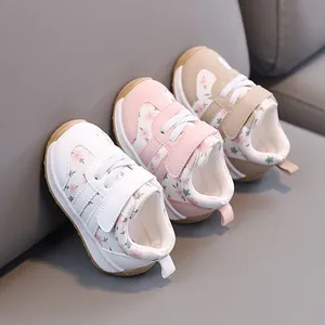 Floral toddler walking shoes with soft non-slip soles for babies aged 1-3 years old