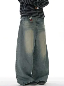 Jean denim vintage à jambes larges pour hommes avec coupe ample et style urbain