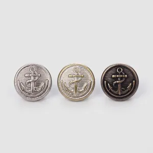 Japanese Imported Brass Buttons Vintage Nautical Anchor Relief Metal Shank Buttons For High End Shirts Suits Coats DIY Accessories