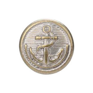 Premium vintage brass button featuring a nautical anchor design for high-end shirts and jackets