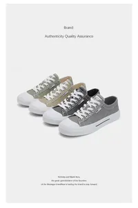 Detailed view of four pairs of retro casual canvas sneakers in various colors for men.