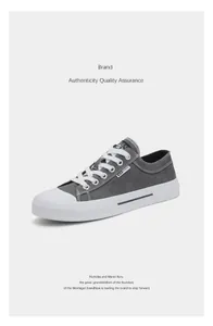 Detailed side view of vintage-style grey canvas sneakers for men with white laces