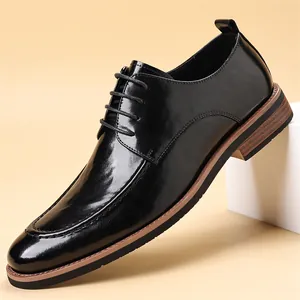 Herren Business Anzugschuhe Britischer Stil Schnürschuhe Derbyschuhe Atmungsaktiv Regeneriertes Leder Für Hochzeit Bankett