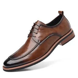 Elegante braune Derby-Schuhe aus poliertem Leder für Herren, Business- und Hochzeitsmode
