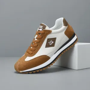 Heren Mode Sneakers Echt Leer Patchwork Casual Sportschoenen Ademende Retro Hardloopschoenen Antislip Voor Heren Dagelijks Gebruik