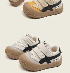 Detailed view of breathable toddler walking shoes with soft soles and panda design