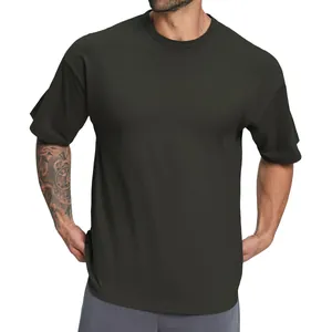 Camiseta oversize de algodón orgánico con cuello redondo en gris oscuro