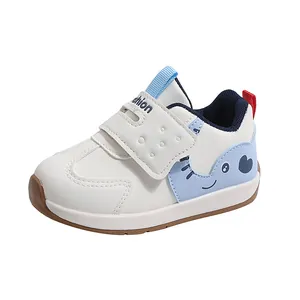 Cute cartoon elephant baby walking shoes with velcro strap and non-slip soft sole
