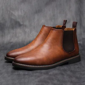 Bottines Chelsea classiques marron pour hommes avec panneaux latéraux élastiques et style rétro