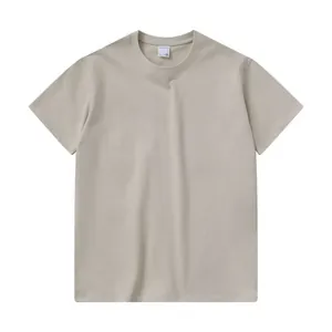 Heavyweight cotton oversized men's t-shirt in khaki, front view on white background