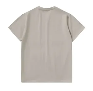 Back view of a heavyweight cotton oversized short-sleeve T-shirt in light grey color.