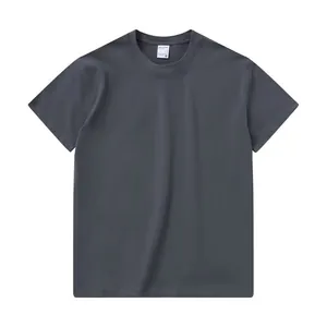 Detailed view of a heavyweight charcoal grey pure cotton loose-fit T-shirt