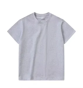 Premium plain grey heavy cotton oversized t-shirt with classic crew neck design for men