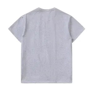Detailed back view of a heavyweight gray pure cotton loose fit men's oversize t-shirt
