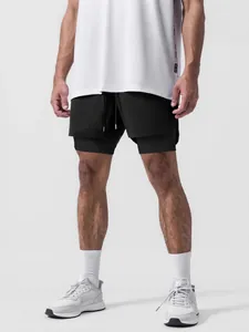 Pantalones cortos deportivos premium de doble capa para hombre para correr y gimnasio