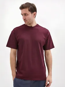 Men's 100% Cotton Breathable Short Sleeve T-Shirt Loose Fit Dropped Shoulder Round Neck Casual Solid Color Basic Tee Top