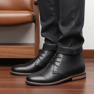 Men's Vintage Desert Boots PU Leather Lace-up Chukka Boots Casual Anti-slip Business Mid-Top Fashion Boots Large Size