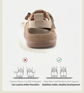 Close-up of toddler sandal heel showing reinforced support for stable ankle development
