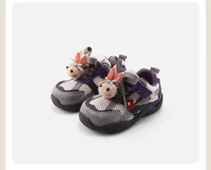 Toddler casual sneakers with cute 3D bunny ears and soft non-slip soles