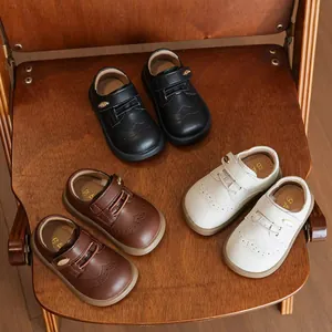 Scarpe Brogue da Ragazzo in Pelle Microfibra Stile Britannico Suola Morbida Antiscivolo Scarpe Eleganti per Bambini Scuola
