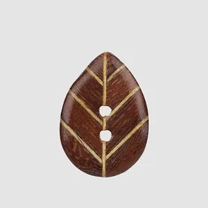 Ebony Wood Leaf Buttons Natural Wood Grain Leaf Shaped Two Hole Buttons For Overcoats Suits Sweaters DIY Sewing Craft Accessories