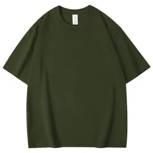 Camiseta clásica de manga corta verde oliva para hombre top de algodón transpirable