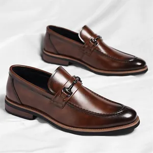 Premium brown leather derby shoes for men, ideal for formal business or wedding attire.