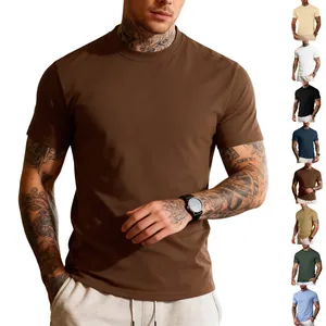 Athletic men's crewneck t-shirt collection featuring various solid colors and slim fit.