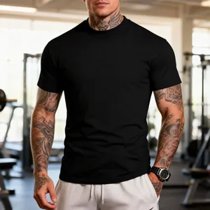 Macro detail of black breathable quick-dry men's athletic T-shirt for fitness training