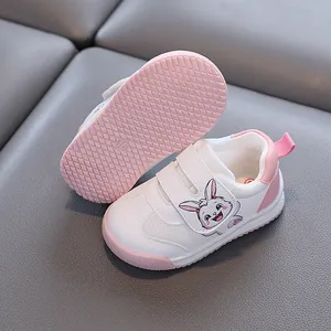 Toddler baby walking shoes with soft non-slip soles and cute cartoon bunny design