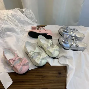 Zapatos de princesa estilo Lolita para niñas con lazos y hermosos detalles de encaje
