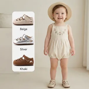 Sandalias de cuero para bebés con suela blanda antideslizante y diseño calado