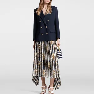 Premium golden nautical style anchor design decorative buttons on navy blazer outfit