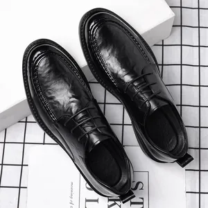 Herren Business Formale Lederschuhe Low Top Schnürung Hochzeitsschuhe Höhenvergrößernd Casual Office Oxford Schuhe Schwarz