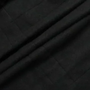Detaillierte Makroaufnahme der hochwertigen schwarzen matten Stofftextur für Outdoorjacken.